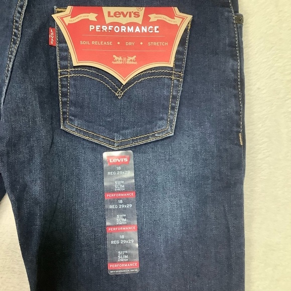 Levi's 511 Boys NWT Performance Slim Fit Blue Jeans Size 18R 29x29 - Picture 5 of 7